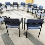 Alternative Recovery Programs, empty chairs set in circle in meeting room - 12 steps