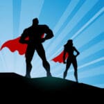 superhero duo silhouette