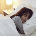 A woman sleeping.